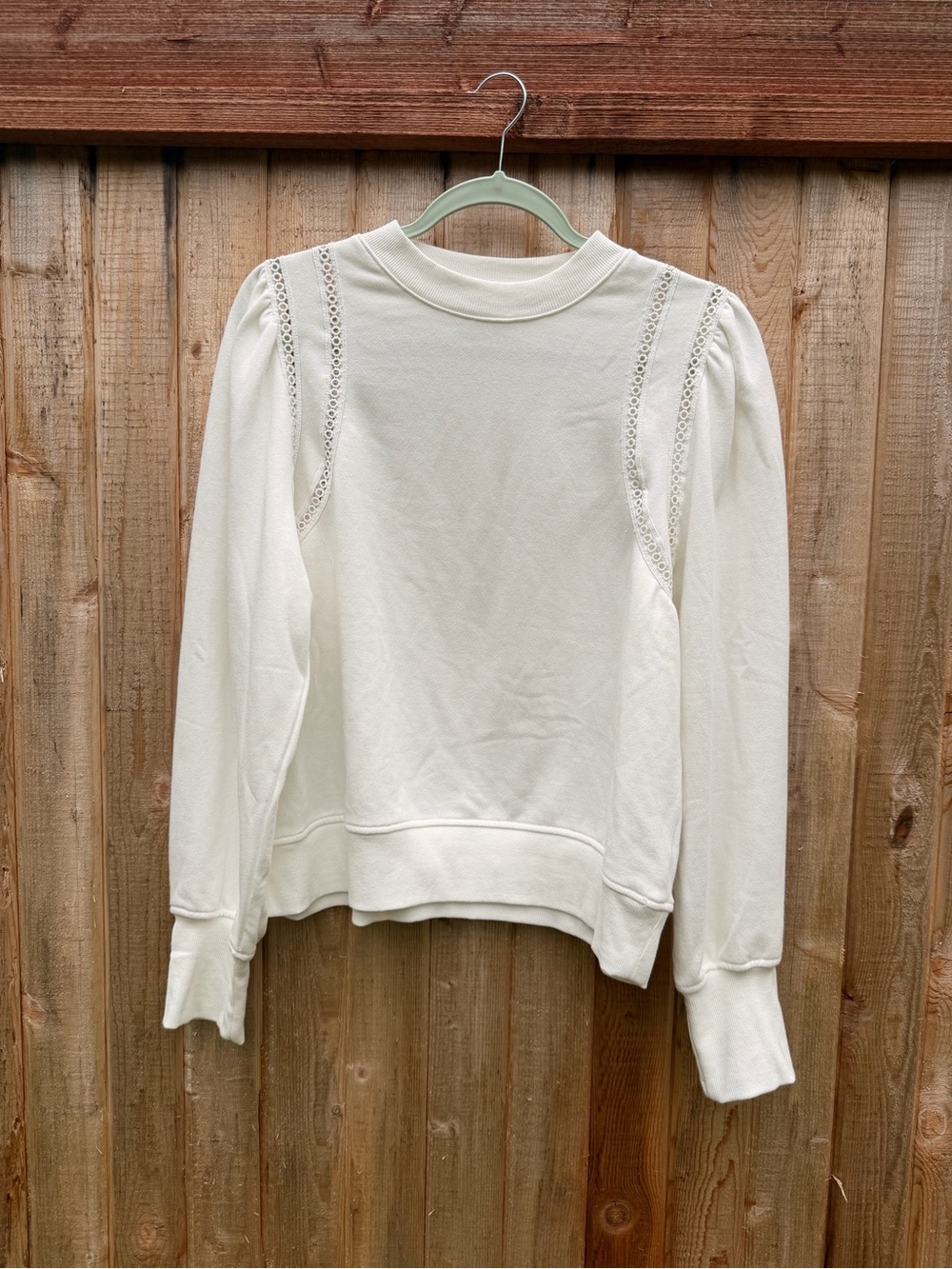 Girls' Cream Lace-Trim Pullover Sweater